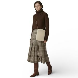 Vintage Pendleton Glen Plaid Tan and Brown Pleated Midi Skirt - Women’s XS